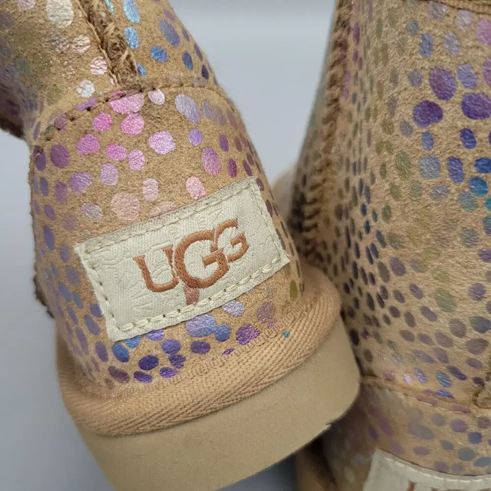 UGG TODDLER CLASSIC II SPOTS PINK ROSE SPARKLE SUEDE BOOTS US 10T